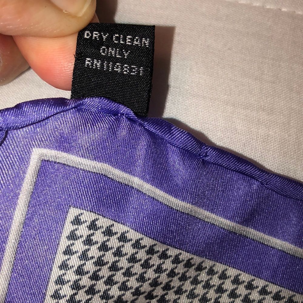 Lavender white coral blue black houndstooth plaid paisley 💯 Silk Pocket Square - Picture 8 of 8